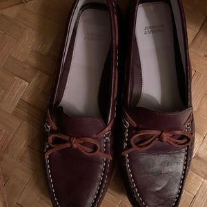 Johnson & Murphy moccasins slip on.